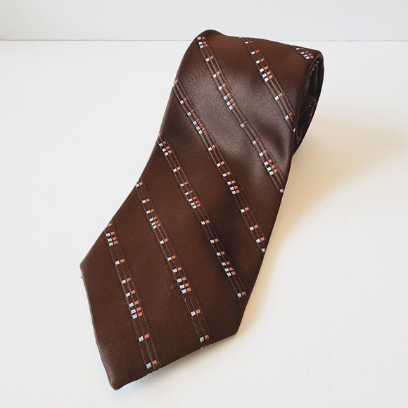 Vintage Christian Dior Brown Orange and Blue Necktie - Picture 2 of 10